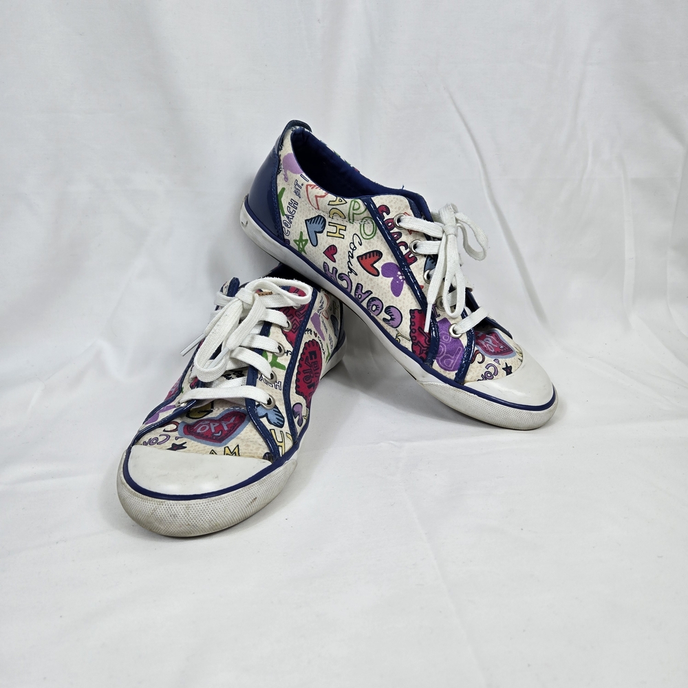 Coach Women's‎ Multicolor Barrett Poppy Scribble Low-Top Y2K Canvas Sneakers 11B